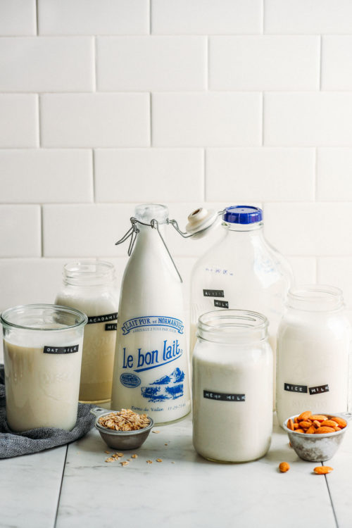 Jugs of non-dairy milk for our Complete Guide to Dairy-Free Milk