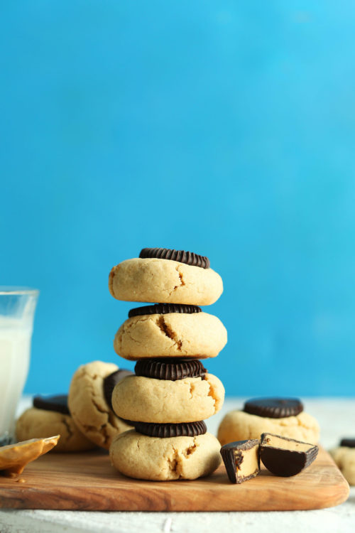 Stack of our gluten-free vegan Peanut Butter Cup Cookies