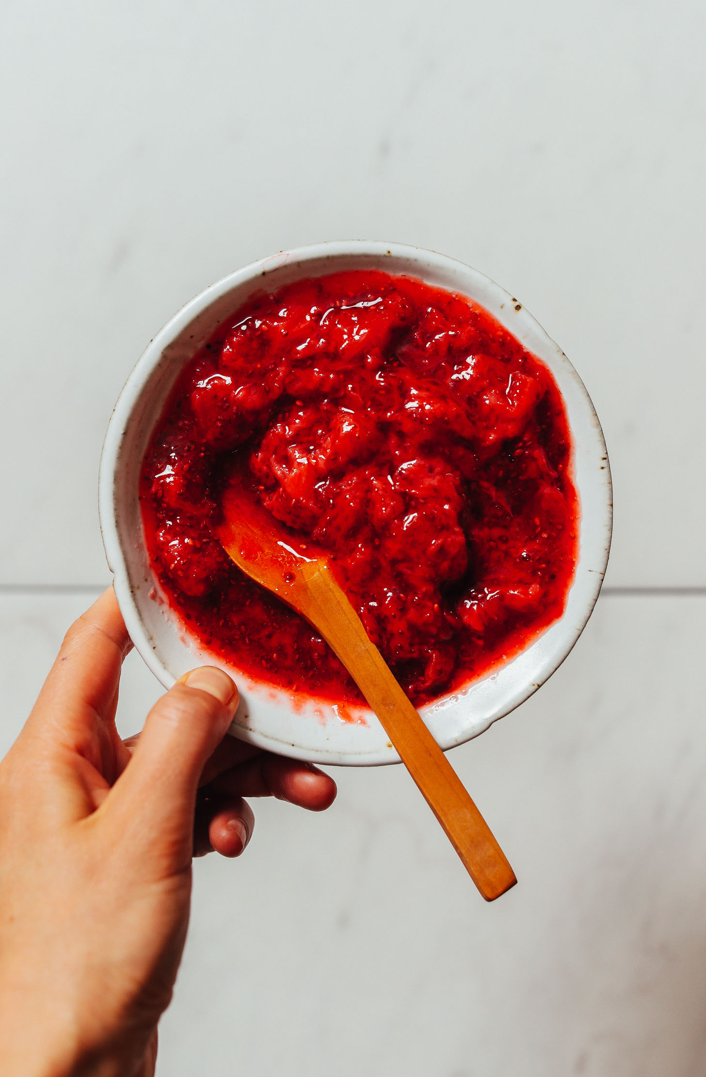 Bowl of homemade strawberry compote