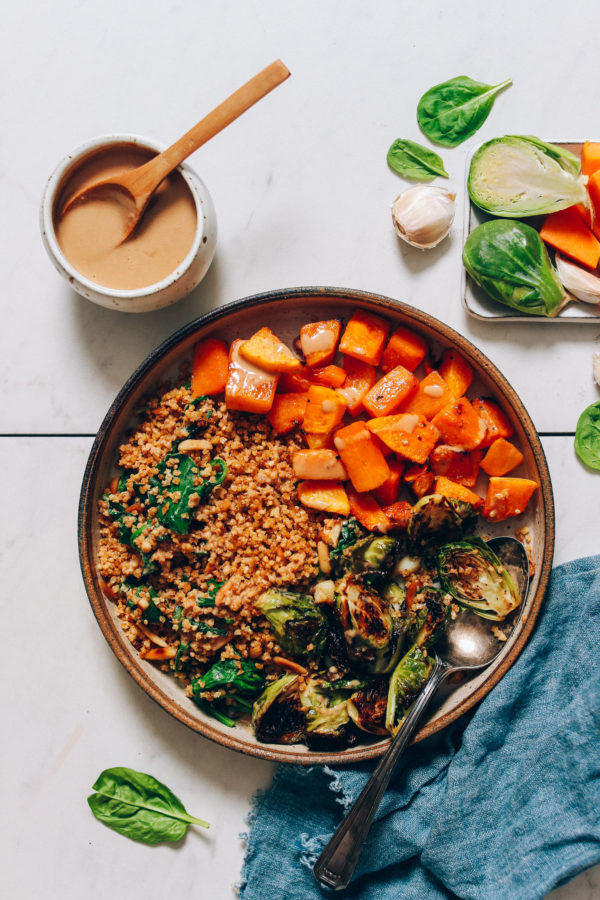 Butternut Squash Miso Brussels Sprouts Bowl - Minimalist Baker Recipes