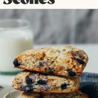 Plate of gluten-free blueberry scones made with 10 simple ingredients