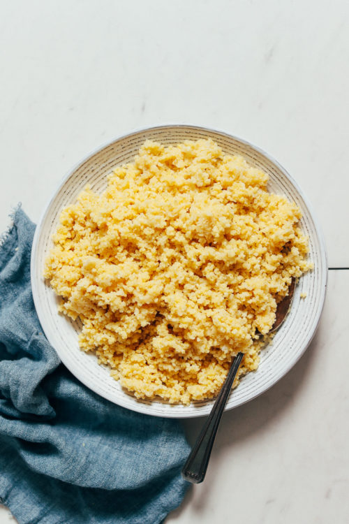 Bowl of fluffy millet made in the Instant Pot