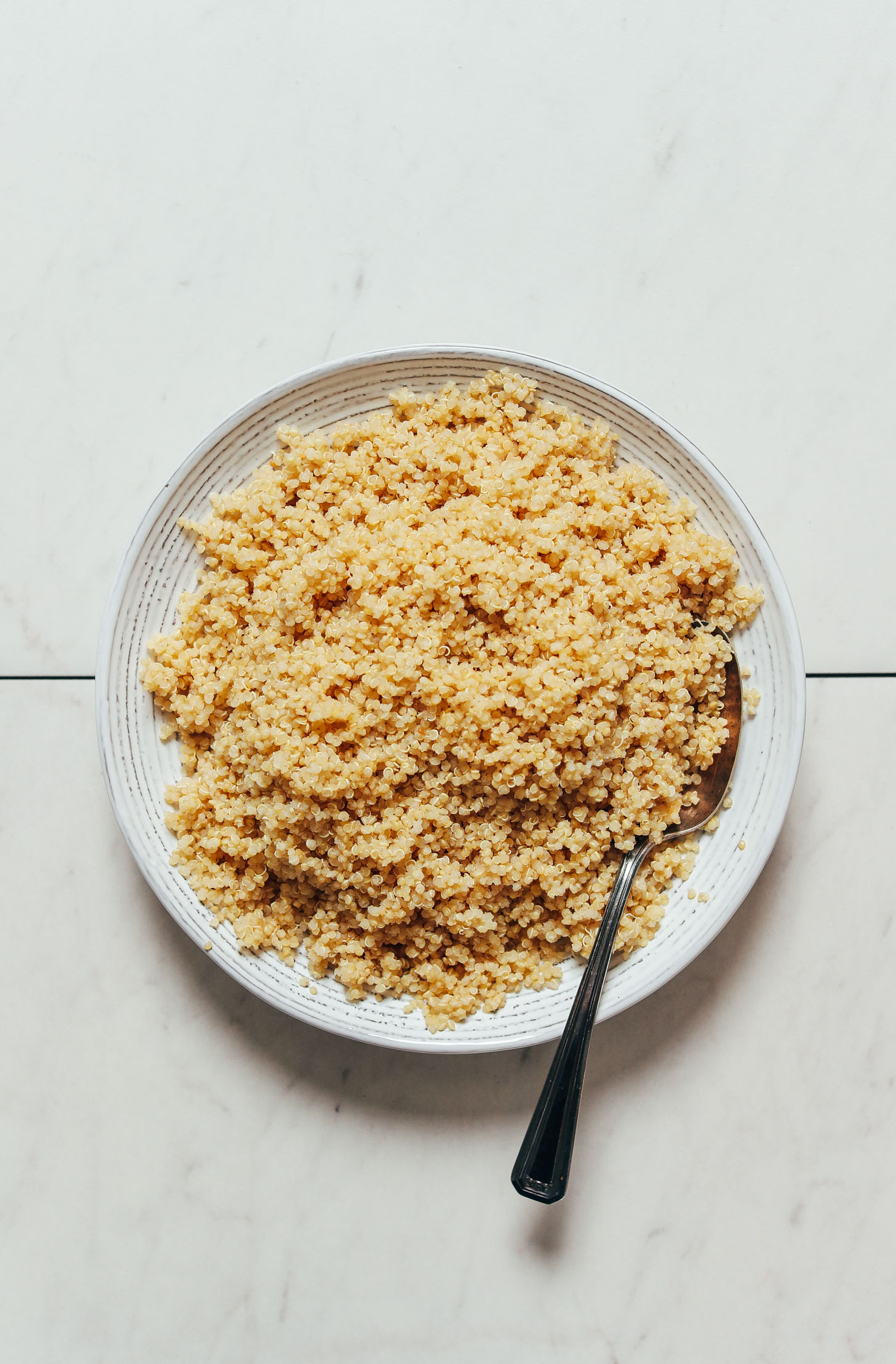 Bowl of cooked quinoa
