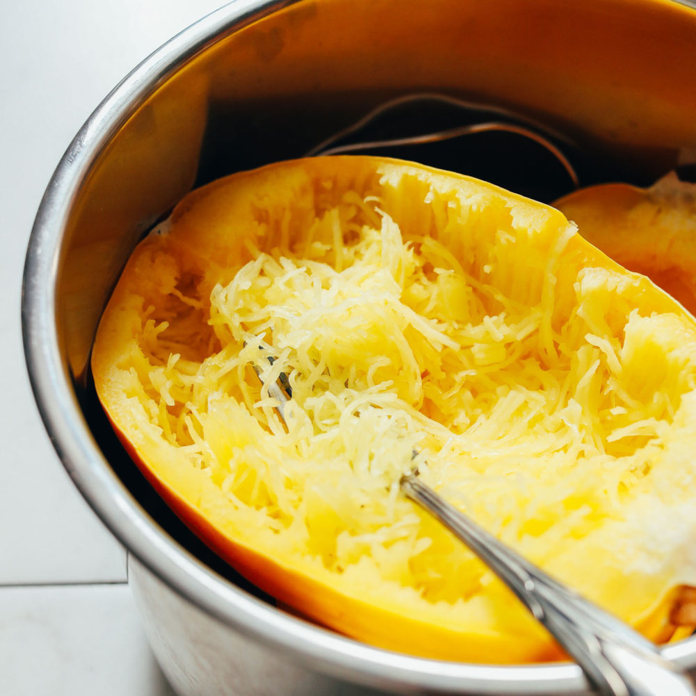 Cooked spaghetti squash in the Instant Pot