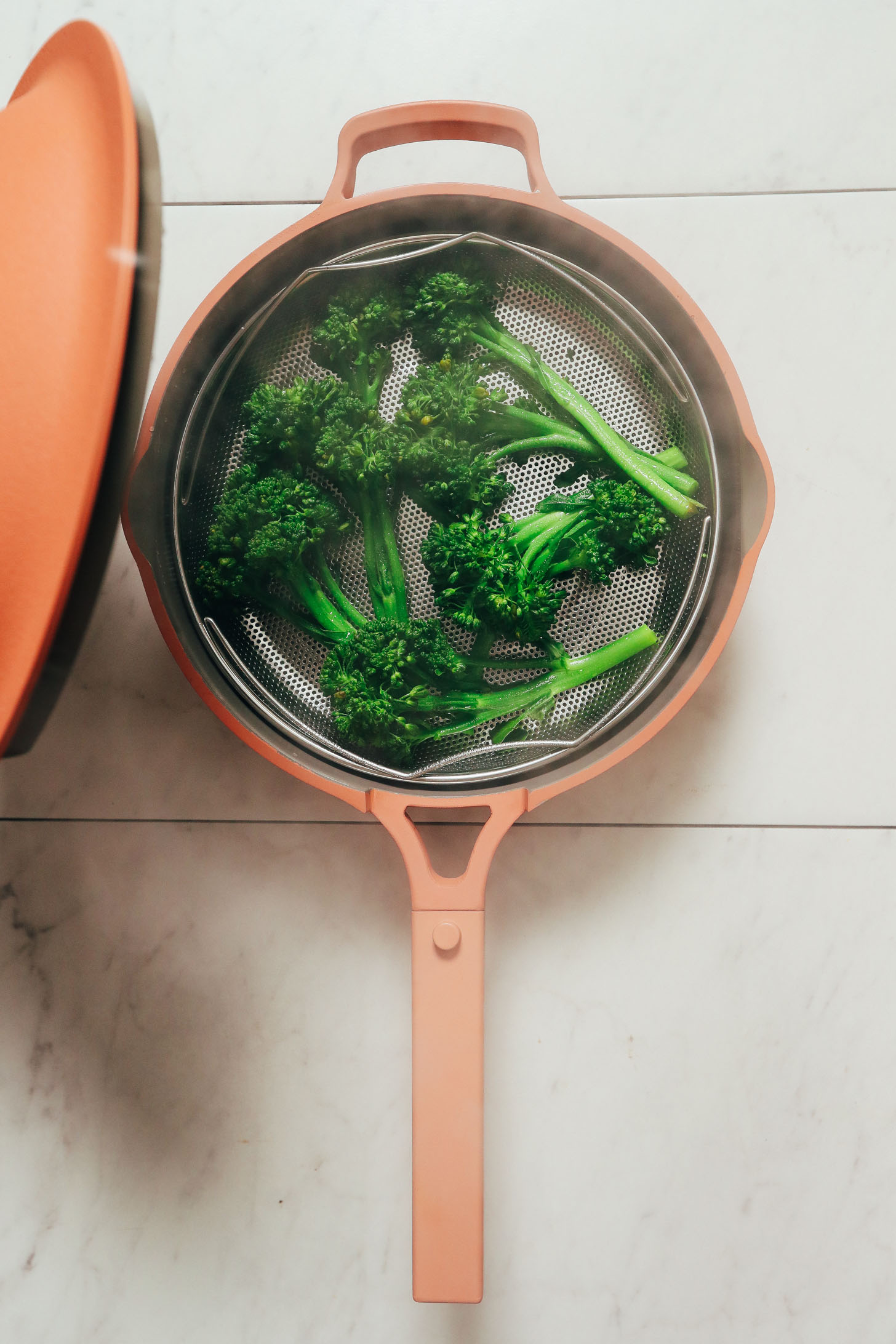 Steaming broccoli in the Always Pan