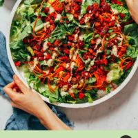 Platter of Vegan Caesar Salad with BBQ Croutons