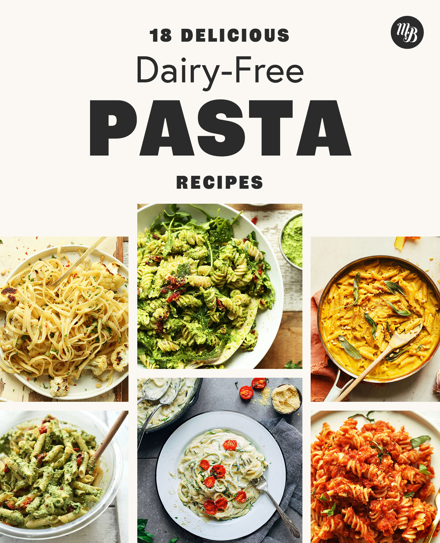 Assortment of dairy-free pasta dishes