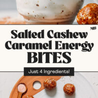 Side and overhead views of our salted cashew caramel energy bites