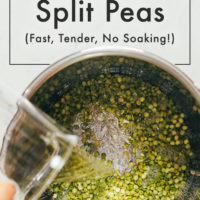Pouring water over green split peas in the Instant Pot