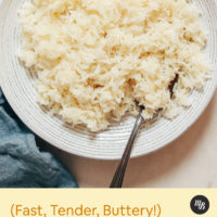 Bowl of fluffy white rice made in the Instant Pot