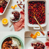 Photos of the process of making our orange cranberry crisp recipe