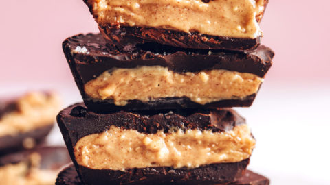Stack of four homemade peanut butter cups