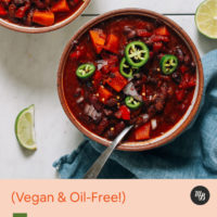 Bowls of vegan Instant Pot chili