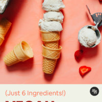 Scoops of vegan ice cream on sugar cones