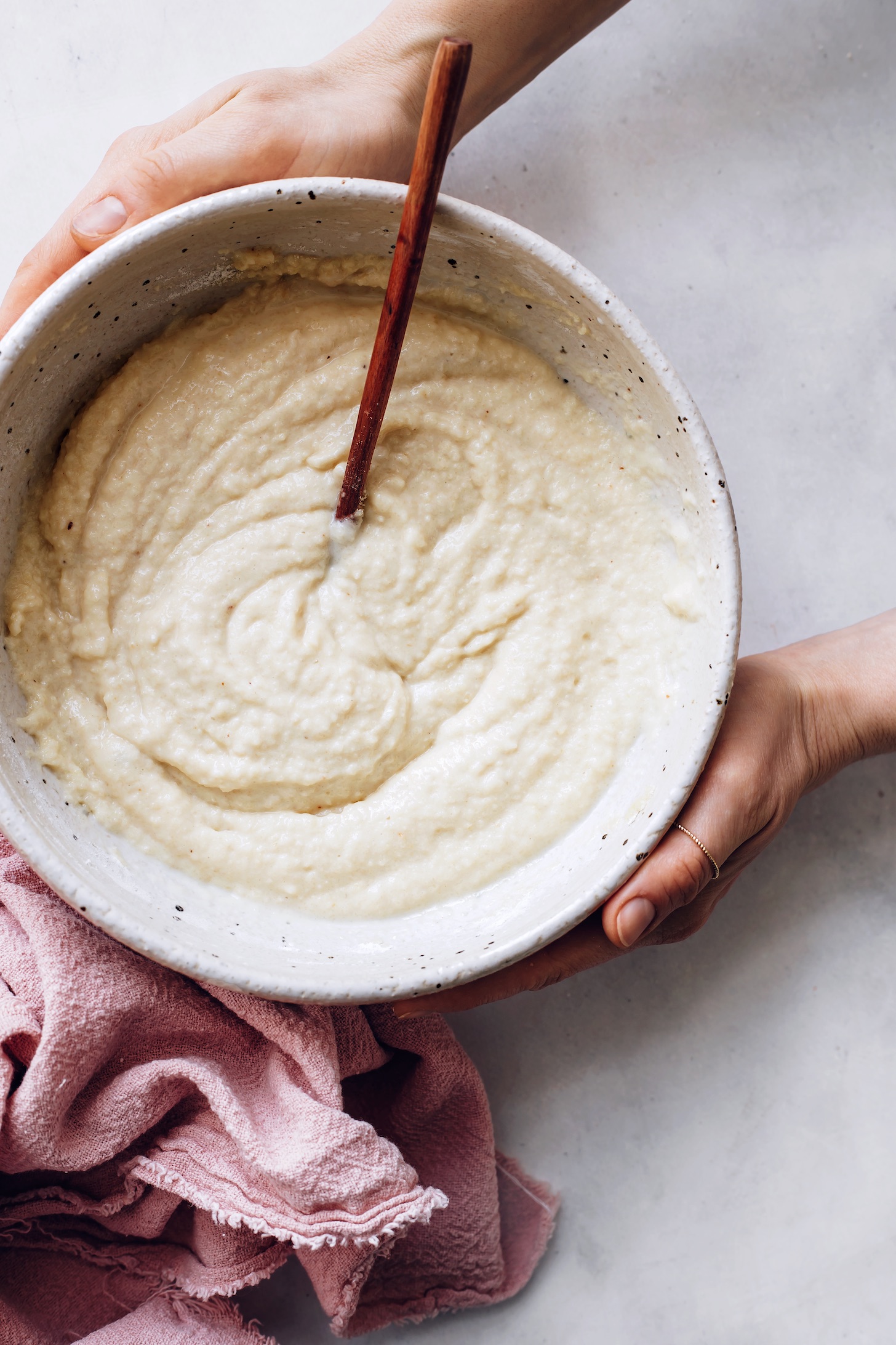 Bowl of gluten-free vegan vanilla cupcake batter