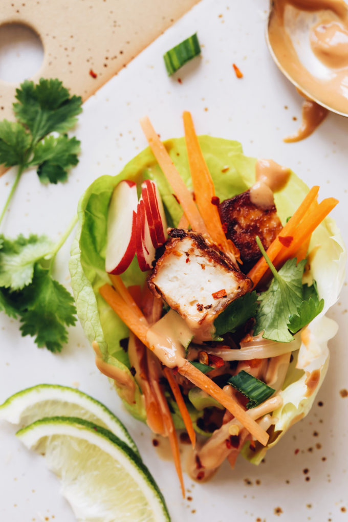 Crispy Tofu Lettuce Wraps with Peanut Sauce - Minimalist Baker Recipes