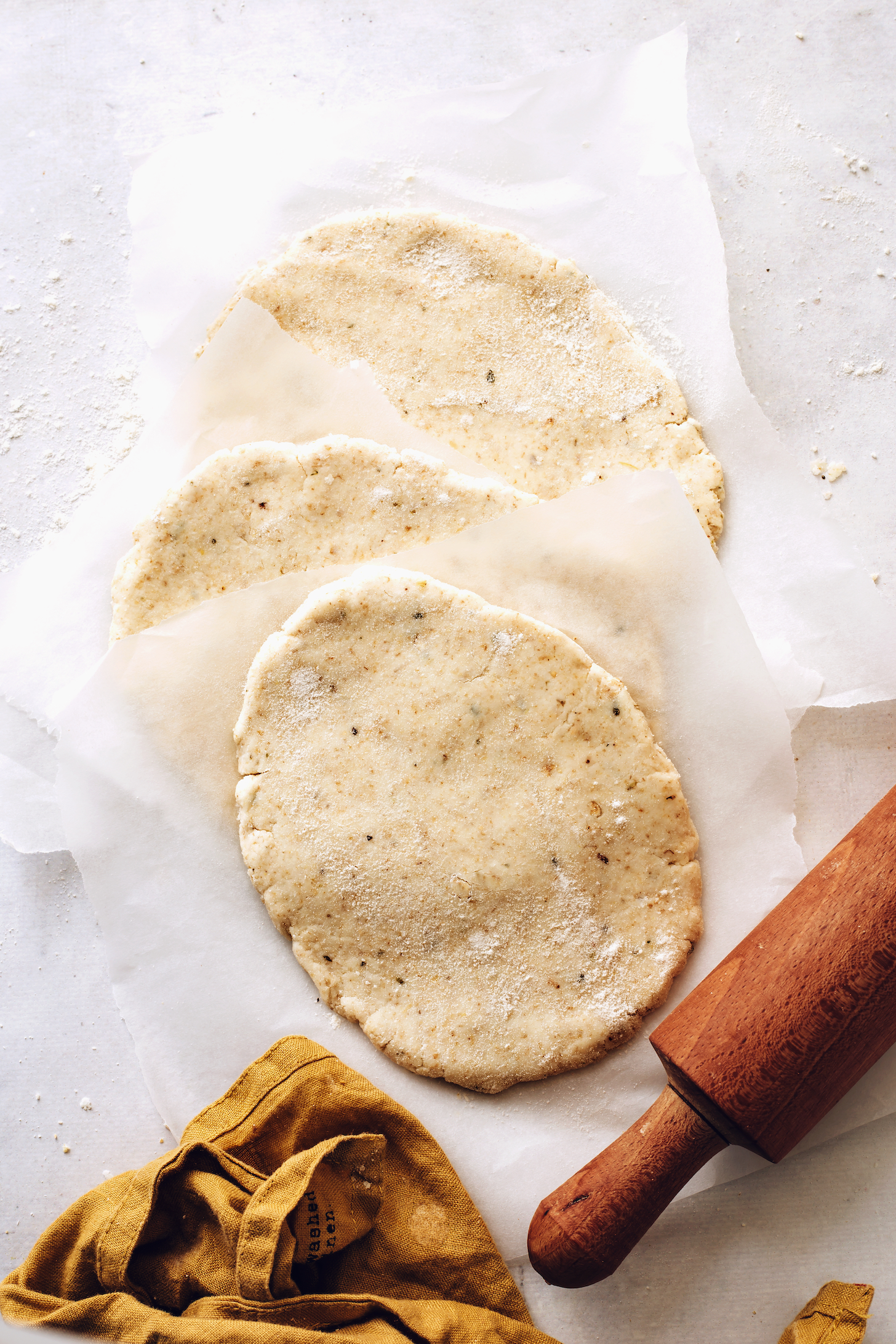 Gluten-free flatbread dough before cooking