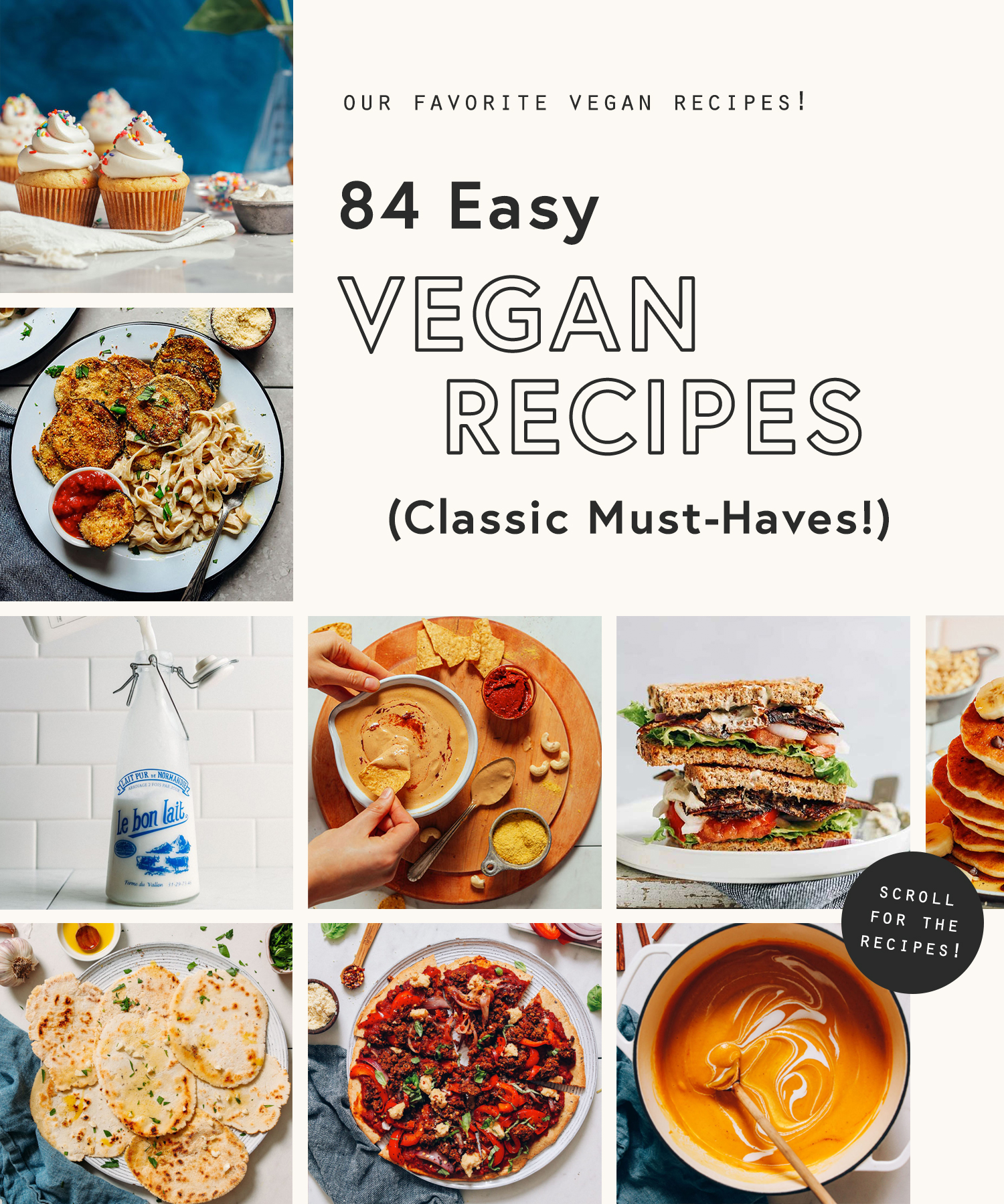 Assortment of easy vegan recipes