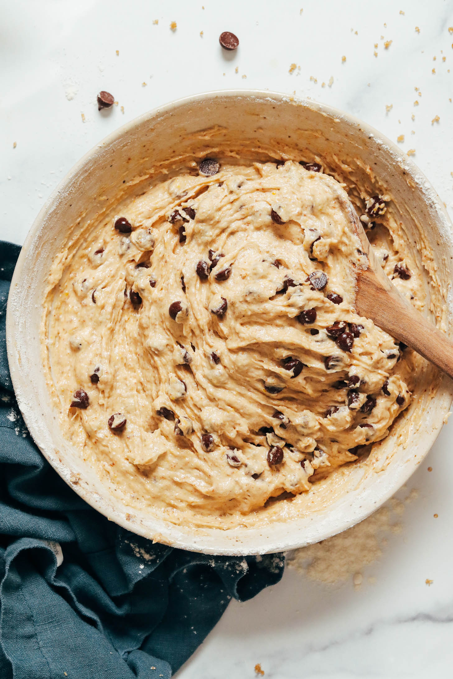 Bowl of vegan chocolate chip cookie dough