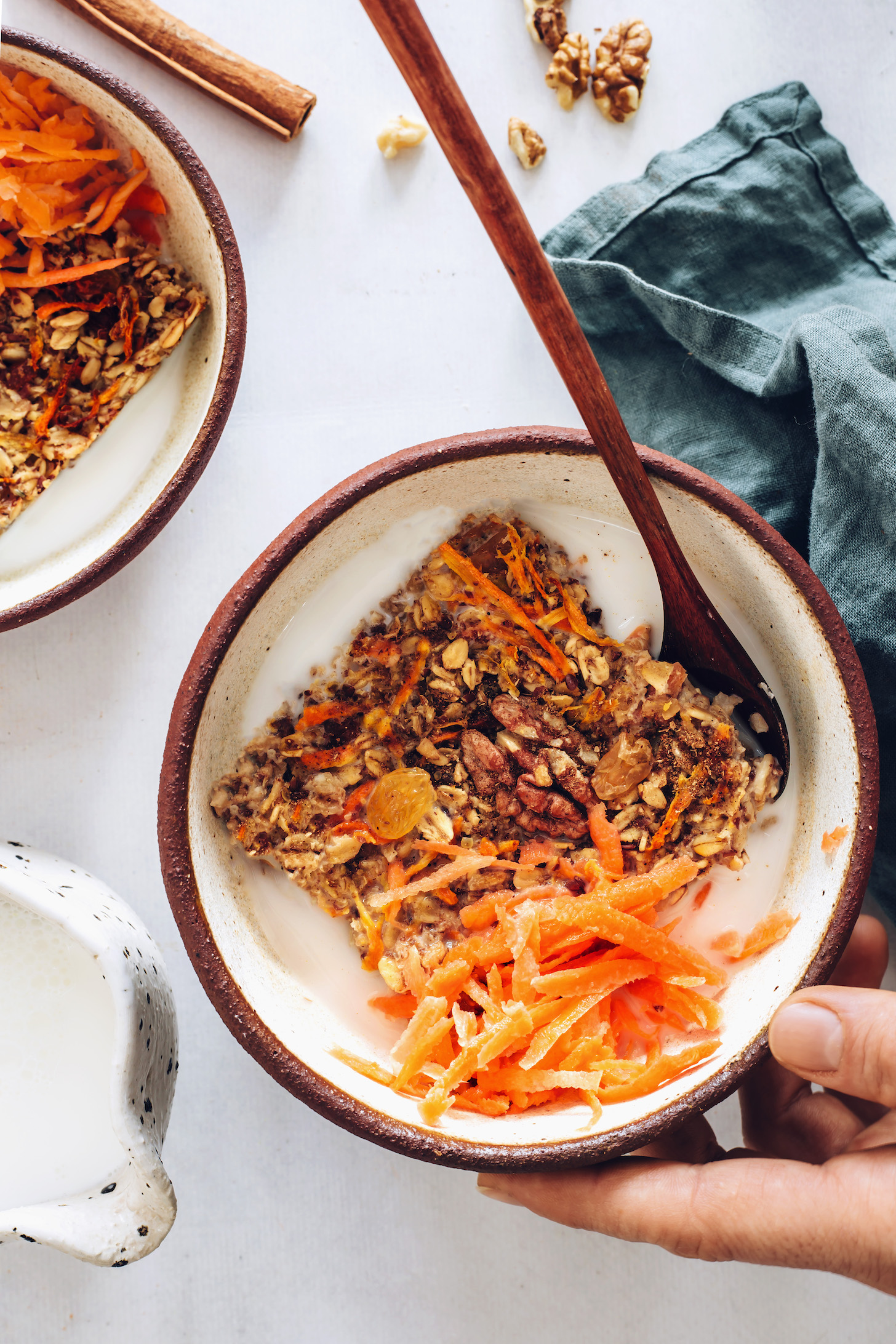 Bowls with slices of healthy baked oatmeal
