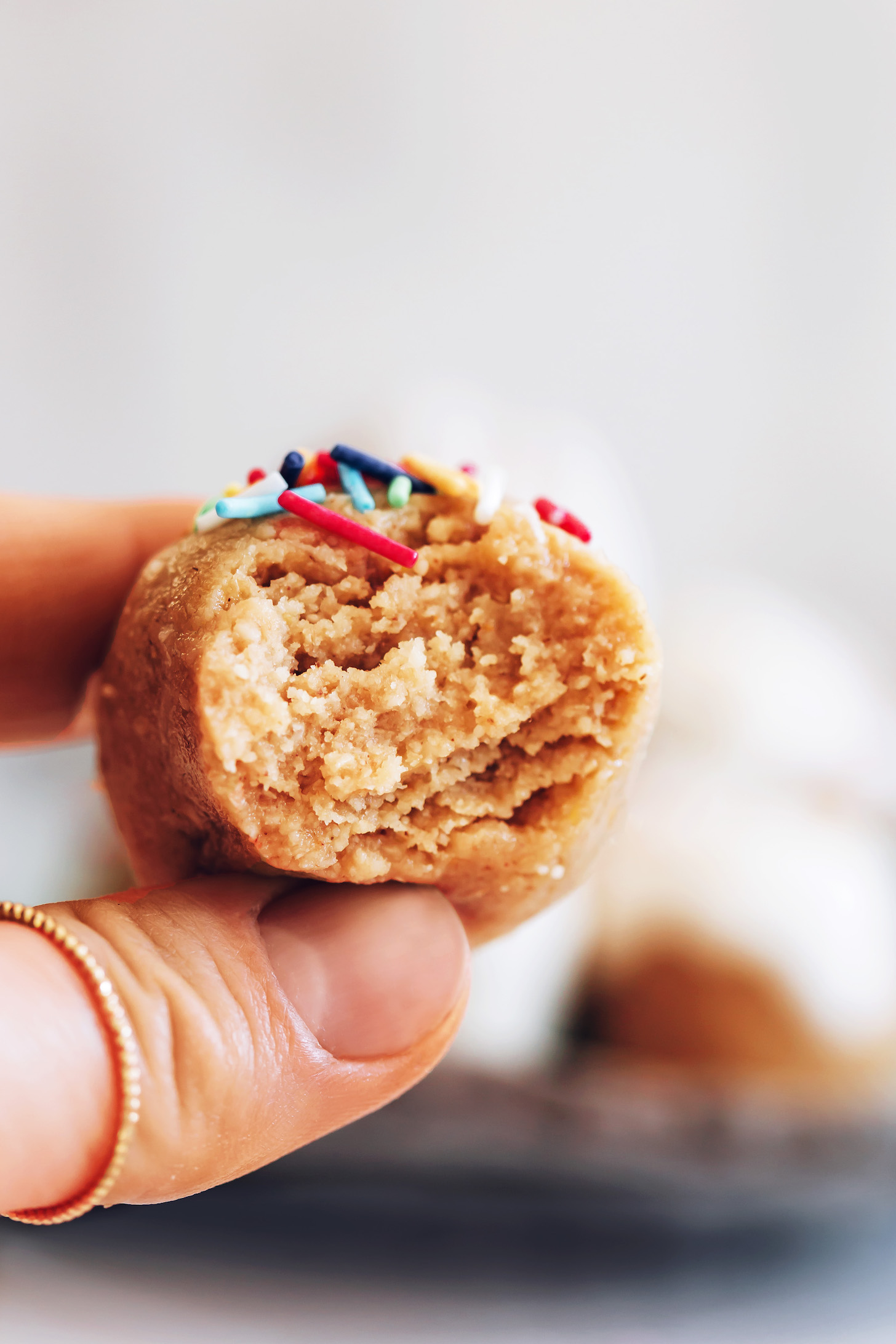 Close up shot of a no-bake sugar cookie bite