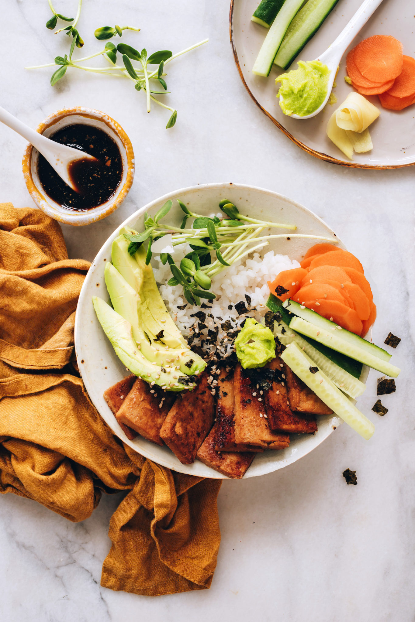 Vegan Sushi Bowls with Ginger Marinated Tofu - Minimalist Baker Recipes