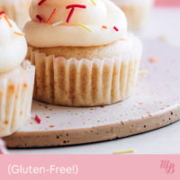 Gluten-free vegan vanilla cupcakes with buttercream frosting