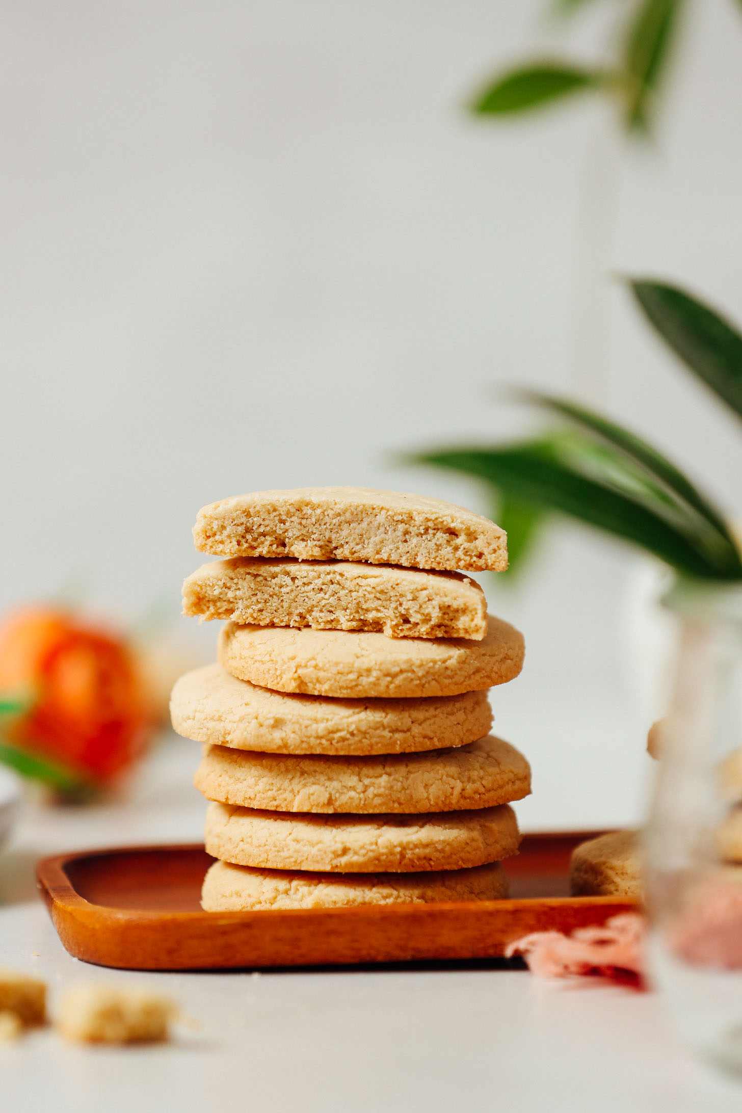 Stack of vegan gluten-free shortbread cookies