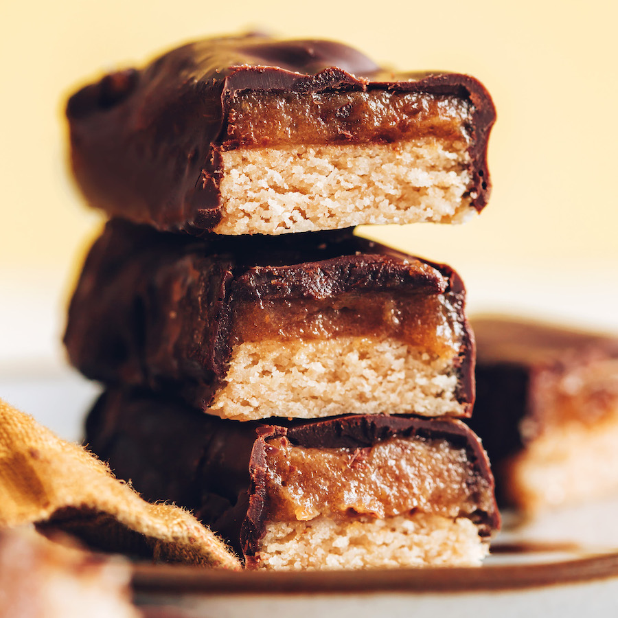 Stack of easy homemade Twix bars