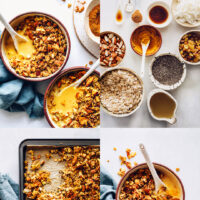 Photos showing the process of making our easy golden milk granola recipe