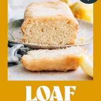 Partially sliced loaf of our vegan gluten-free lemon loaf cake