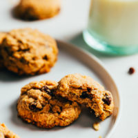 Gluten-free vegan oatmeal cookies on a plate