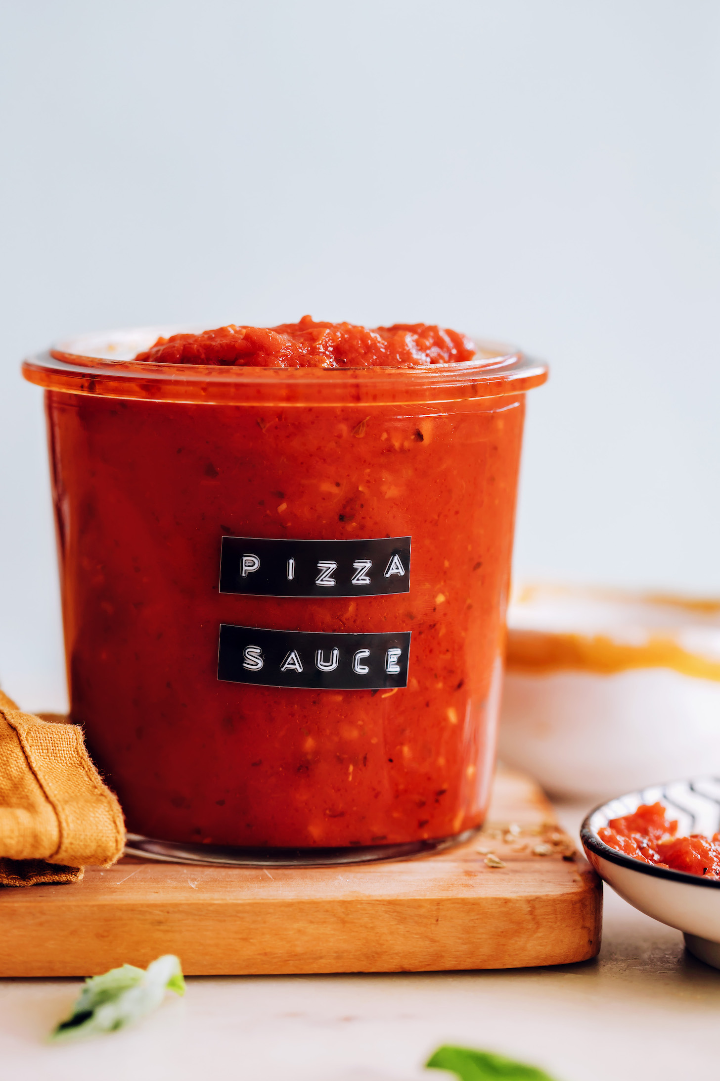 Jar filled with our easy homemade pizza sauce