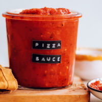 Jar of our easy homemade pizza sauce recipe