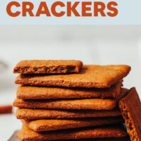 Stack of crispy gluten-free and vegan graham crackers