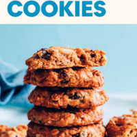 Stack of vegan and gluten-free flourless granola cookies