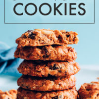 Stack of vegan and gluten free flourless granola cookies