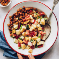 Bowl of our fresh summer salad with chickpeas