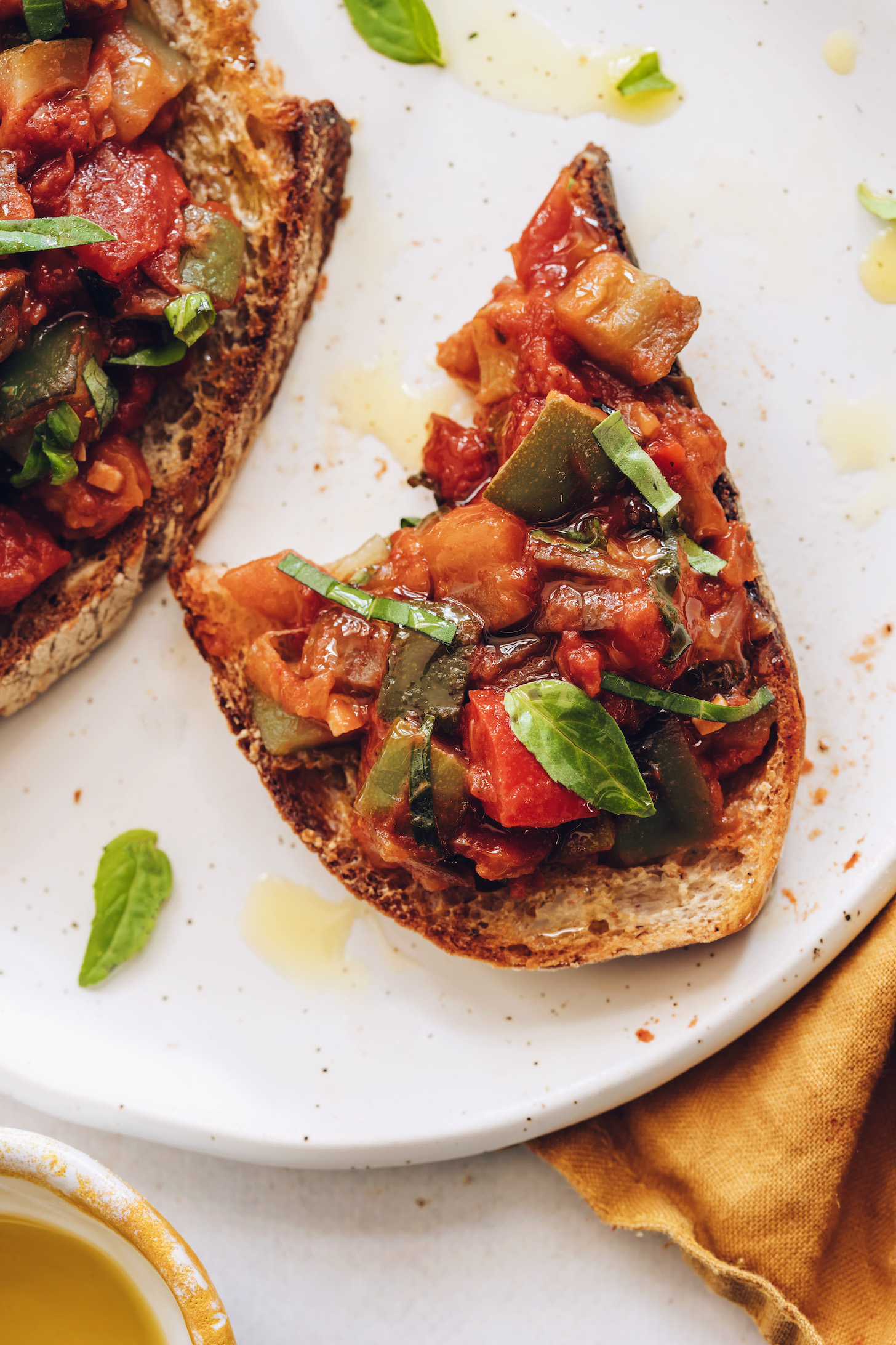 Slices of bread topped with ratatouille