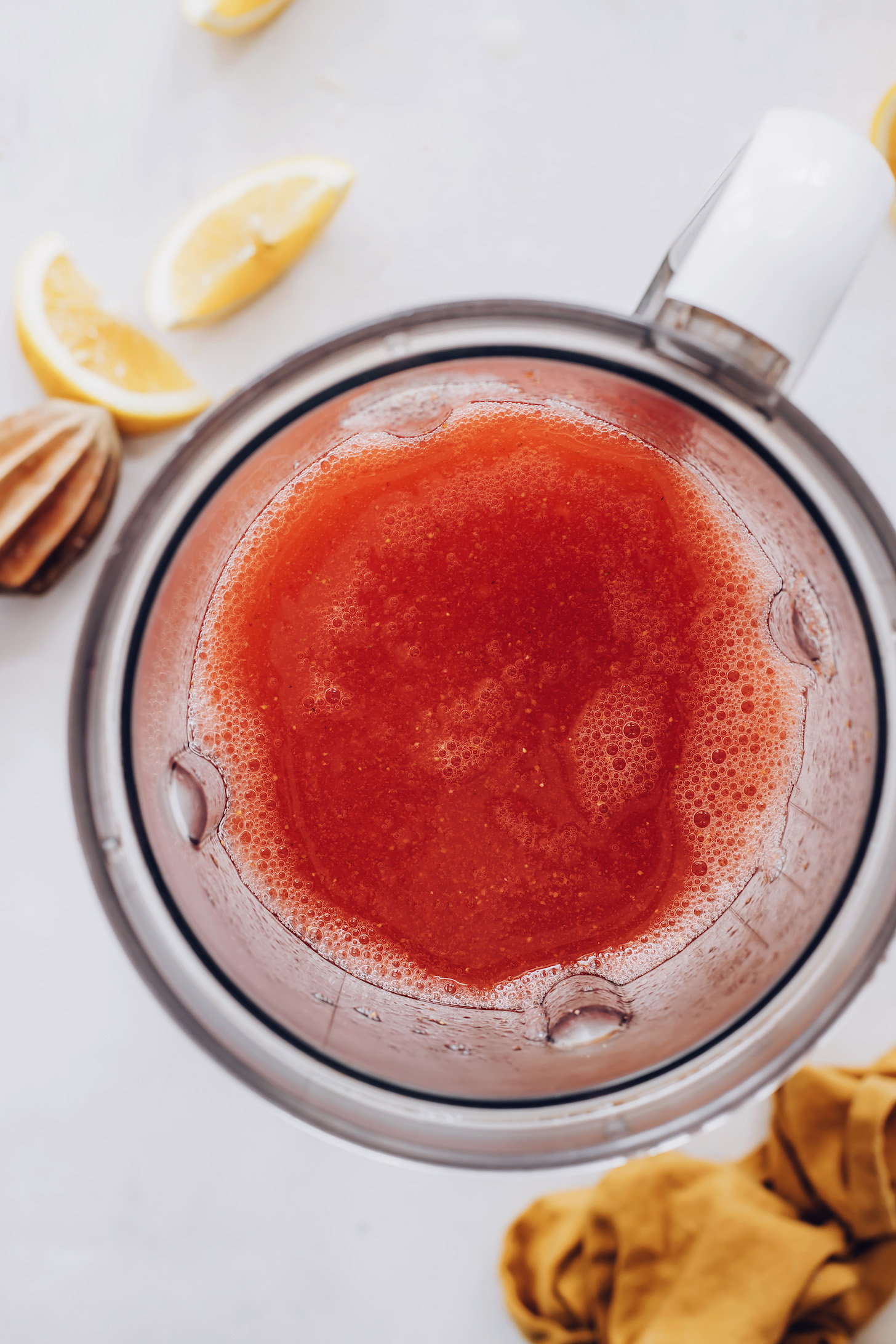 Homemade strawberry lemonade in a blender