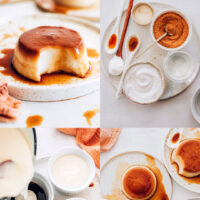 Photos of the process of making our easy dairy-free flan recipe