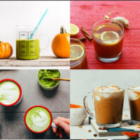 Assortment of plant-based beverages for fall
