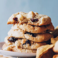 Stack of macadamia nut cookies on a plate