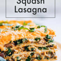 Slice of vegan butternut squash lasagna on a plate