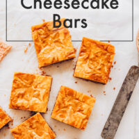 Vegan and gluten-free pumpkin swirl cheesecake bars