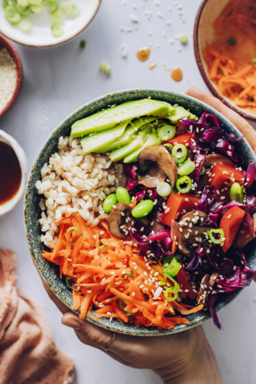 Rainbow Veggie Edamame Bowls with Teriyaki Sauce - Minimalist Baker