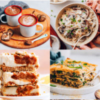 Assortment of vegan cozy recipes for sweater weather