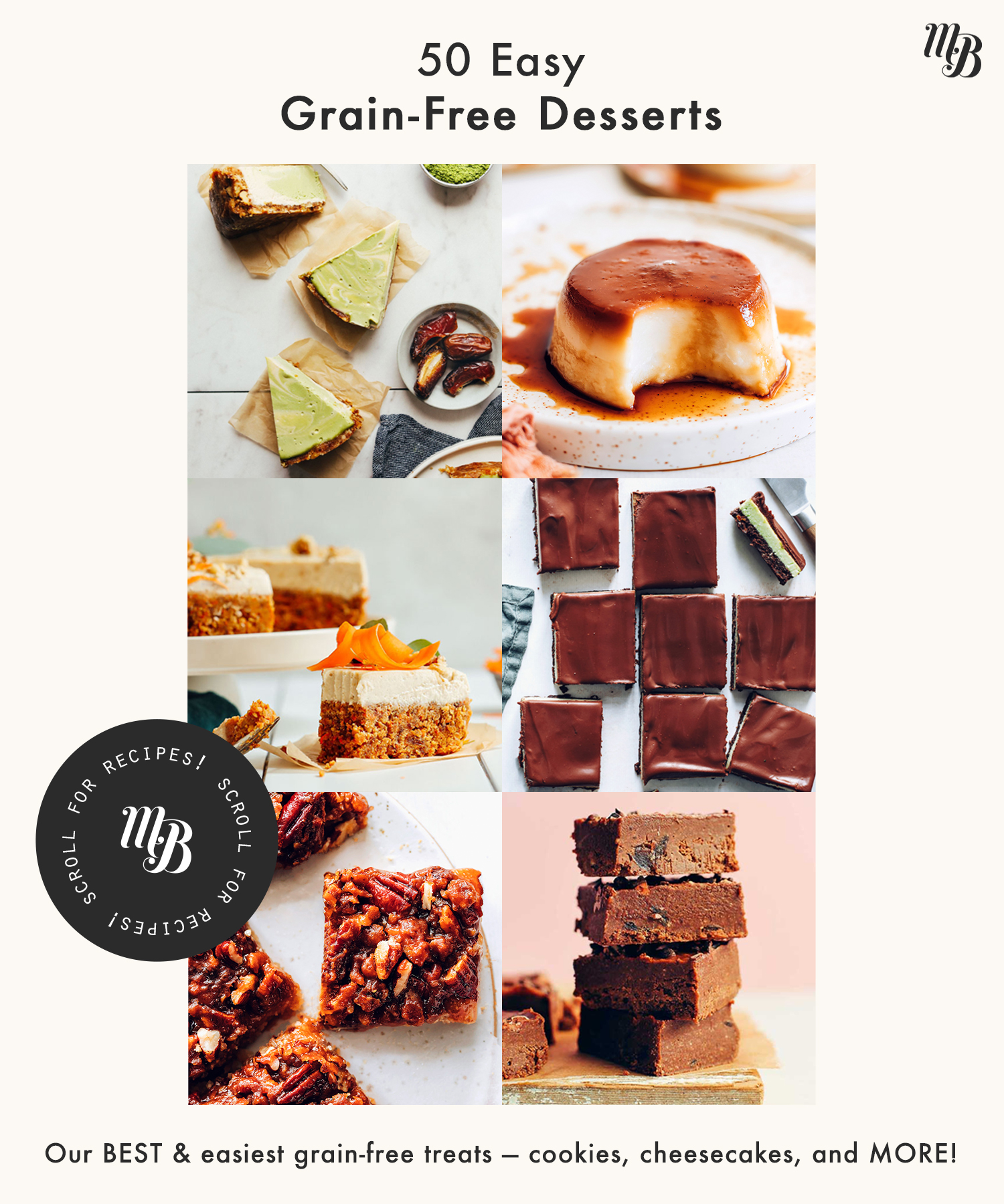 Assortment of grain-free dessert recipes