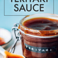 Jar of easy homemade gluten-free, naturally-sweetened teriyaki sauce
