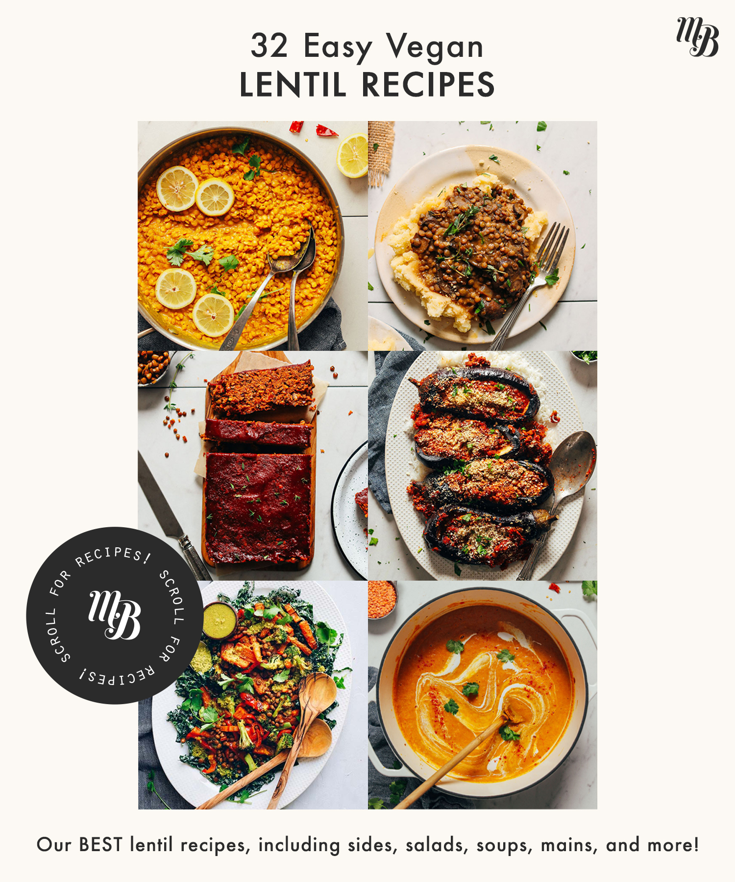 Assortment of recipes made with lentils